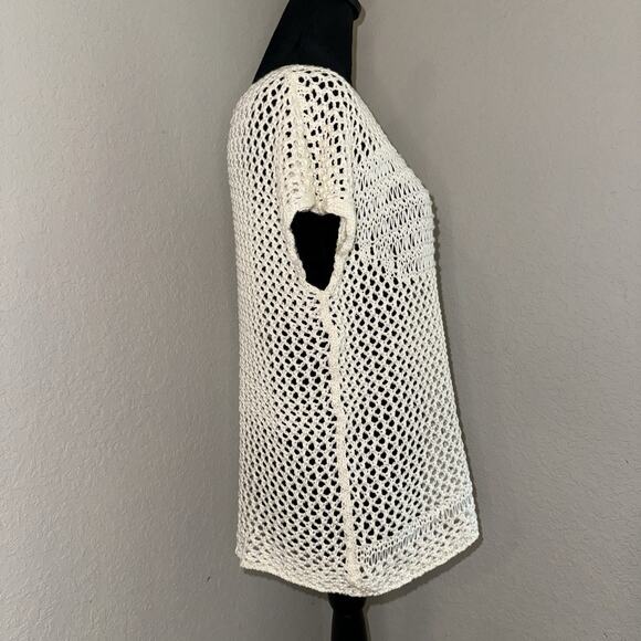 Converse One Star Women’s Open Knit Sweater Size XL Boho Layering Piece Ivory - Picture 2 of 7